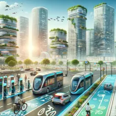 Przyszłość transportu: zielone budynki, autonomiczne autobusy, stacje ładowania i ścieżki rowerowe. To jest właśnie **mobility co to** w praktyce.